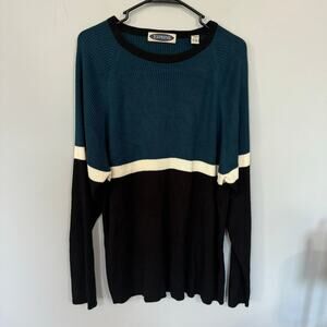Vintage EXPRESS Ribbed Striped Pullover Sweater Women's Size Large Colorblock